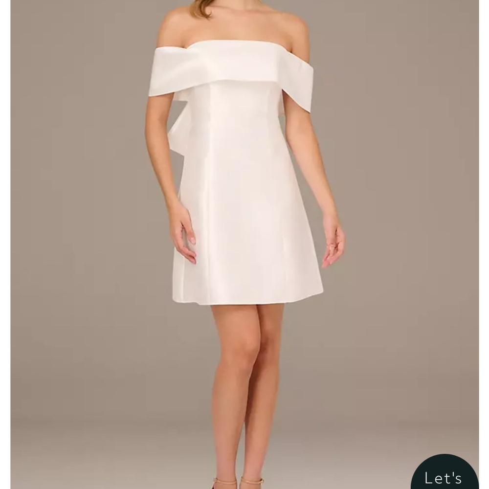 Adrianna Papell Strapless Off-Shoulder White Cocktail Dress